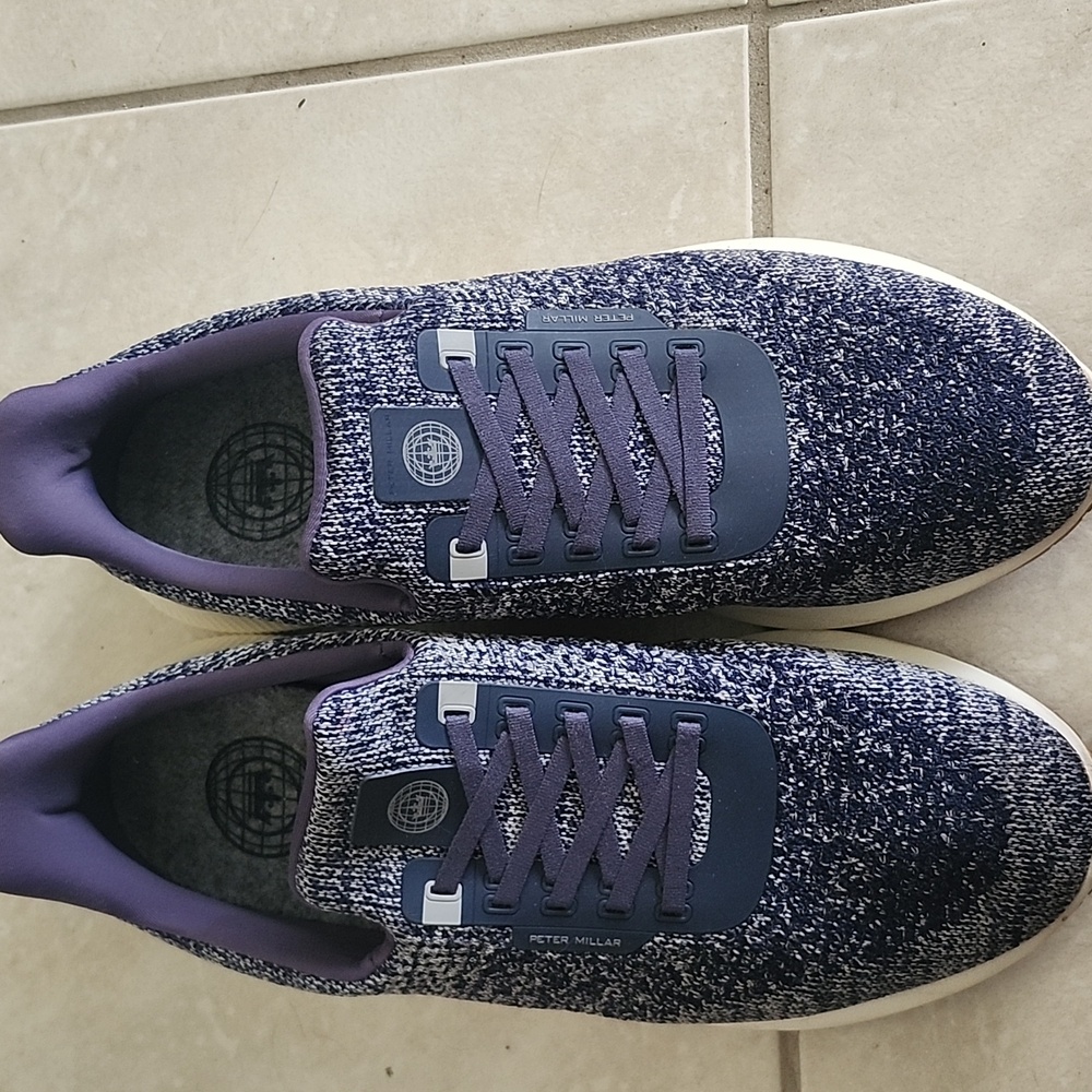 Peter Millar Size 12 Apollo Hyperlite Blue Knit Sneakers for Men. Gently Used.